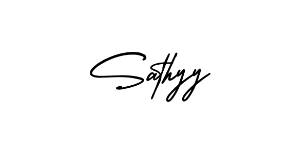 if you are searching for the best signature style for your name Sathyy. so please give up your signature search. here we have designed multiple signature styles  using AmerikaSignatureDemo-Regular. Sathyy signature style 3 images and pictures png
