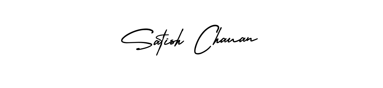 You should practise on your own different ways (AmerikaSignatureDemo-Regular) to write your name (Satish Chauan) in signature. don't let someone else do it for you. Satish Chauan signature style 3 images and pictures png