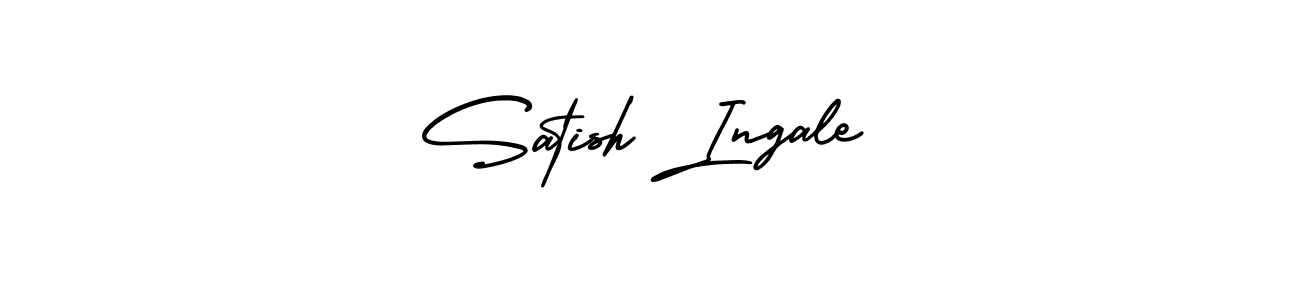 The best way (AmerikaSignatureDemo-Regular) to make a short signature is to pick only two or three words in your name. The name Satish Ingale include a total of six letters. For converting this name. Satish Ingale signature style 3 images and pictures png
