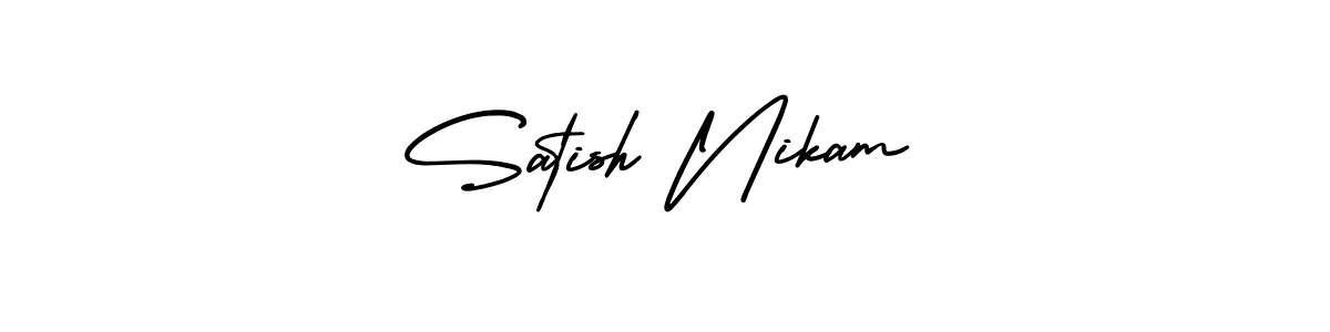 Make a short Satish Nikam signature style. Manage your documents anywhere anytime using AmerikaSignatureDemo-Regular. Create and add eSignatures, submit forms, share and send files easily. Satish Nikam signature style 3 images and pictures png