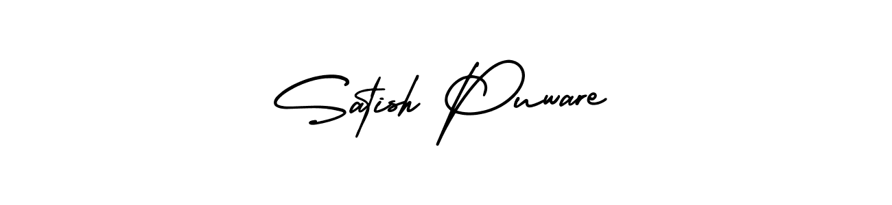 This is the best signature style for the Satish Puware name. Also you like these signature font (AmerikaSignatureDemo-Regular). Mix name signature. Satish Puware signature style 3 images and pictures png