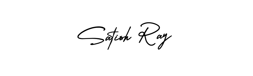 You should practise on your own different ways (AmerikaSignatureDemo-Regular) to write your name (Satish Ray) in signature. don't let someone else do it for you. Satish Ray signature style 3 images and pictures png