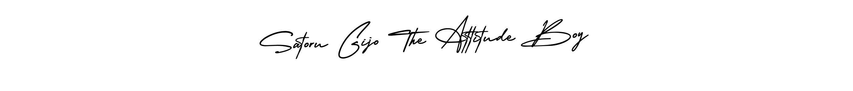 You should practise on your own different ways (AmerikaSignatureDemo-Regular) to write your name (Satoru Gijo The Attitude Boy) in signature. don't let someone else do it for you. Satoru Gijo The Attitude Boy signature style 3 images and pictures png