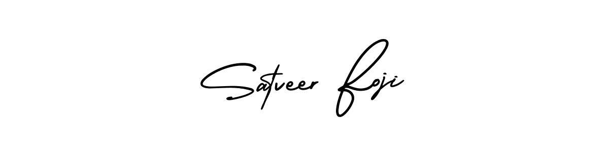 This is the best signature style for the Satveer Foji name. Also you like these signature font (AmerikaSignatureDemo-Regular). Mix name signature. Satveer Foji signature style 3 images and pictures png