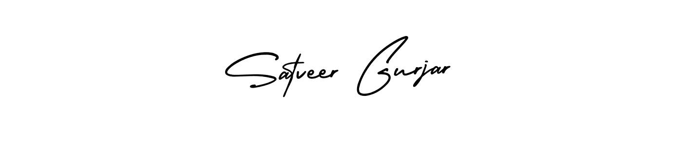 You should practise on your own different ways (AmerikaSignatureDemo-Regular) to write your name (Satveer Gurjar) in signature. don't let someone else do it for you. Satveer Gurjar signature style 3 images and pictures png