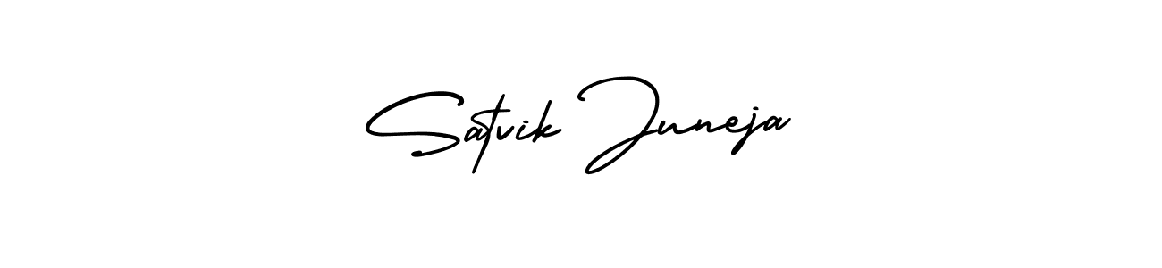 Also we have Satvik Juneja name is the best signature style. Create professional handwritten signature collection using AmerikaSignatureDemo-Regular autograph style. Satvik Juneja signature style 3 images and pictures png