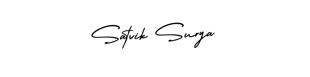 Make a beautiful signature design for name Satvik Surya. With this signature (AmerikaSignatureDemo-Regular) style, you can create a handwritten signature for free. Satvik Surya signature style 3 images and pictures png