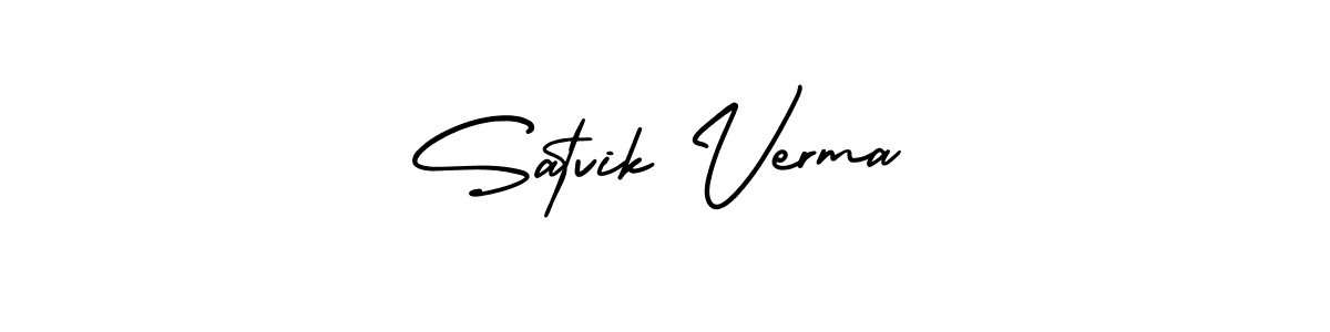 The best way (AmerikaSignatureDemo-Regular) to make a short signature is to pick only two or three words in your name. The name Satvik Verma include a total of six letters. For converting this name. Satvik Verma signature style 3 images and pictures png