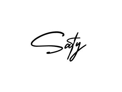 You should practise on your own different ways (AmerikaSignatureDemo-Regular) to write your name (Saty) in signature. don't let someone else do it for you. Saty signature style 3 images and pictures png