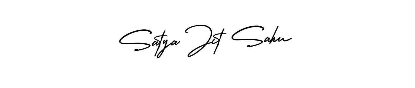 You should practise on your own different ways (AmerikaSignatureDemo-Regular) to write your name (Satya Jit Sahu) in signature. don't let someone else do it for you. Satya Jit Sahu signature style 3 images and pictures png