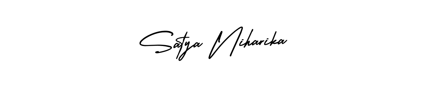 The best way (AmerikaSignatureDemo-Regular) to make a short signature is to pick only two or three words in your name. The name Satya Niharika include a total of six letters. For converting this name. Satya Niharika signature style 3 images and pictures png