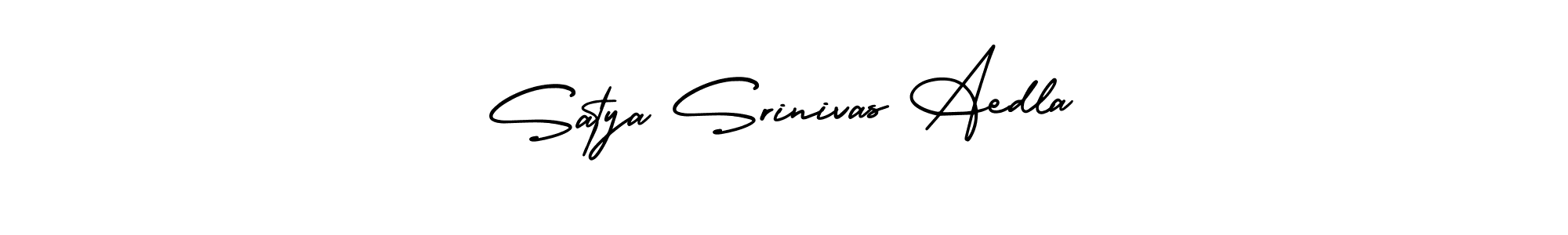 You should practise on your own different ways (AmerikaSignatureDemo-Regular) to write your name (Satya Srinivas Aedla) in signature. don't let someone else do it for you. Satya Srinivas Aedla signature style 3 images and pictures png