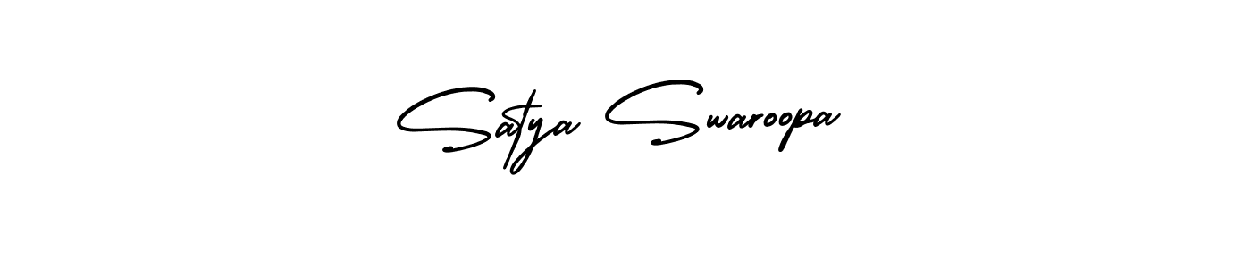 You should practise on your own different ways (AmerikaSignatureDemo-Regular) to write your name (Satya Swaroopa) in signature. don't let someone else do it for you. Satya Swaroopa signature style 3 images and pictures png