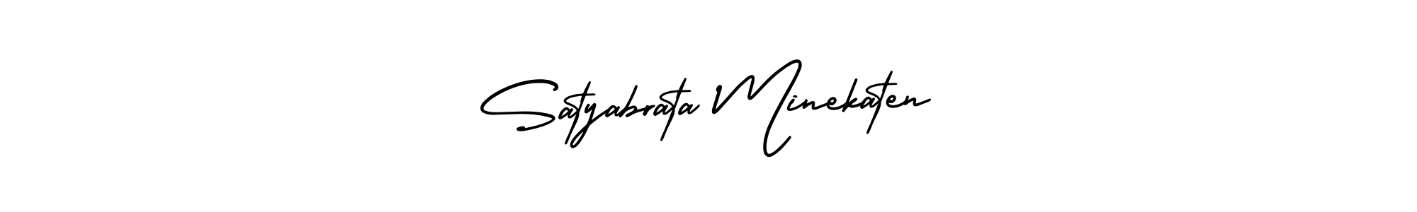 The best way (AmerikaSignatureDemo-Regular) to make a short signature is to pick only two or three words in your name. The name Satyabrata Minekaten include a total of six letters. For converting this name. Satyabrata Minekaten signature style 3 images and pictures png