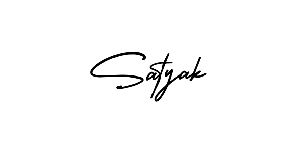 The best way (AmerikaSignatureDemo-Regular) to make a short signature is to pick only two or three words in your name. The name Satyak include a total of six letters. For converting this name. Satyak signature style 3 images and pictures png