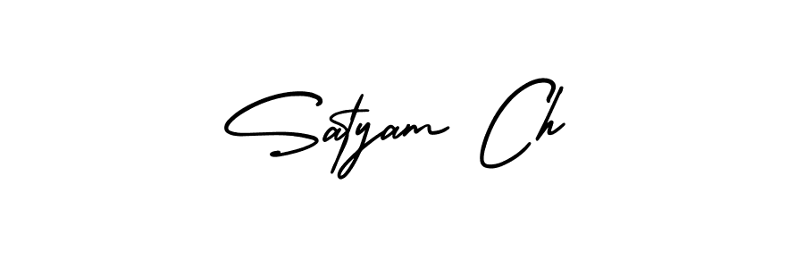 Satyam Ch stylish signature style. Best Handwritten Sign (AmerikaSignatureDemo-Regular) for my name. Handwritten Signature Collection Ideas for my name Satyam Ch. Satyam Ch signature style 3 images and pictures png