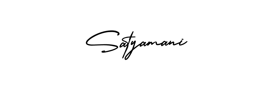 You should practise on your own different ways (AmerikaSignatureDemo-Regular) to write your name (Satyamani) in signature. don't let someone else do it for you. Satyamani signature style 3 images and pictures png