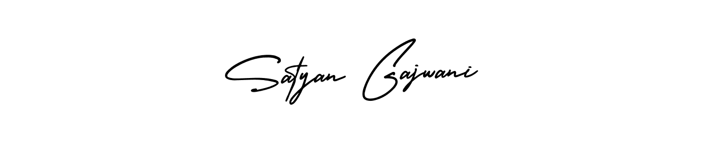 The best way (AmerikaSignatureDemo-Regular) to make a short signature is to pick only two or three words in your name. The name Satyan Gajwani include a total of six letters. For converting this name. Satyan Gajwani signature style 3 images and pictures png