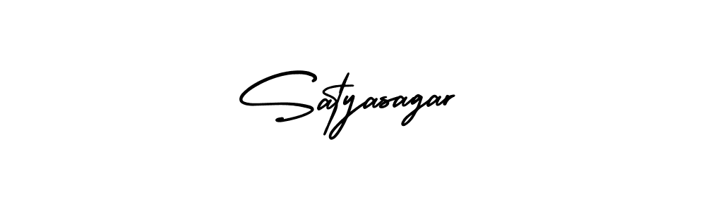 The best way (AmerikaSignatureDemo-Regular) to make a short signature is to pick only two or three words in your name. The name Satyasagar include a total of six letters. For converting this name. Satyasagar signature style 3 images and pictures png