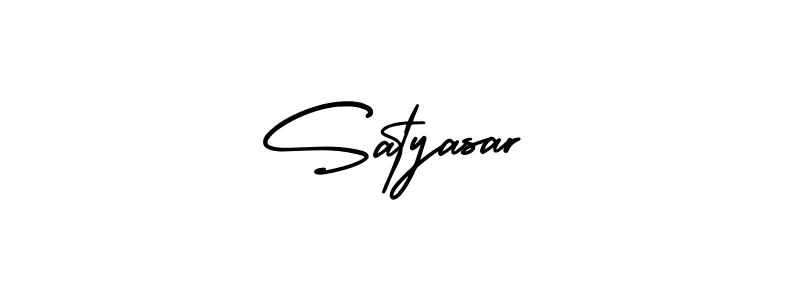 You should practise on your own different ways (AmerikaSignatureDemo-Regular) to write your name (Satyasar) in signature. don't let someone else do it for you. Satyasar signature style 3 images and pictures png