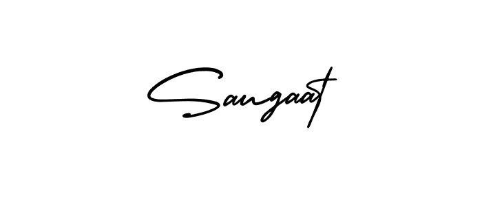 You should practise on your own different ways (AmerikaSignatureDemo-Regular) to write your name (Saugaat) in signature. don't let someone else do it for you. Saugaat signature style 3 images and pictures png