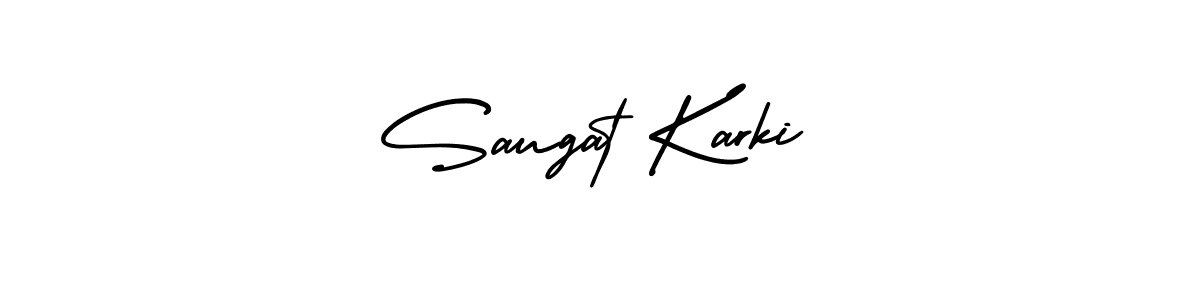 Saugat Karki stylish signature style. Best Handwritten Sign (AmerikaSignatureDemo-Regular) for my name. Handwritten Signature Collection Ideas for my name Saugat Karki. Saugat Karki signature style 3 images and pictures png
