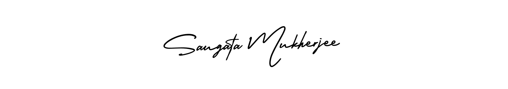 The best way (AmerikaSignatureDemo-Regular) to make a short signature is to pick only two or three words in your name. The name Saugata Mukherjee include a total of six letters. For converting this name. Saugata Mukherjee signature style 3 images and pictures png