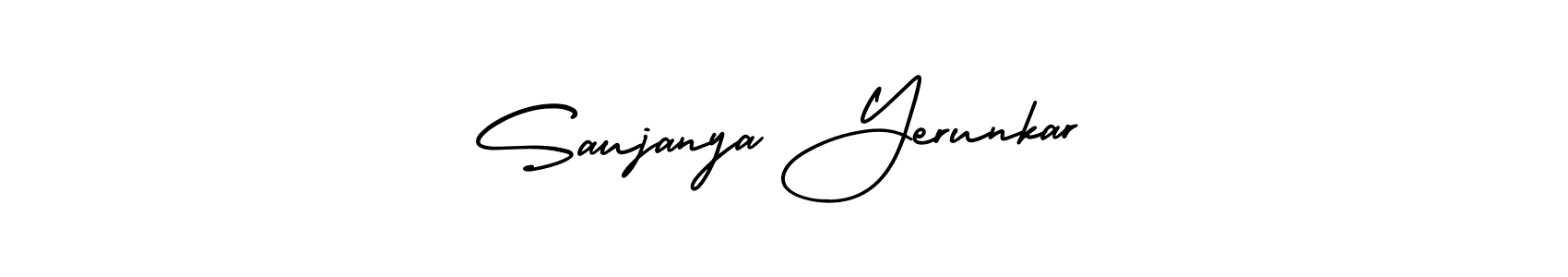 How to make Saujanya Yerunkar name signature. Use AmerikaSignatureDemo-Regular style for creating short signs online. This is the latest handwritten sign. Saujanya Yerunkar signature style 3 images and pictures png