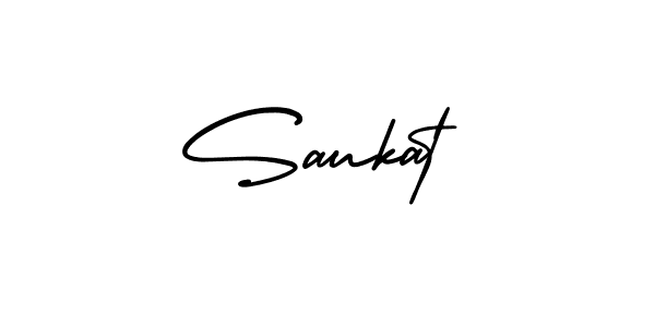 How to make Saukat name signature. Use AmerikaSignatureDemo-Regular style for creating short signs online. This is the latest handwritten sign. Saukat signature style 3 images and pictures png