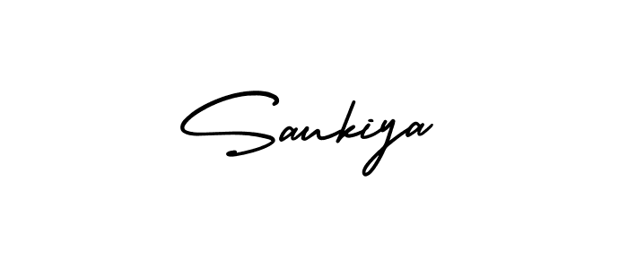 How to make Saukiya name signature. Use AmerikaSignatureDemo-Regular style for creating short signs online. This is the latest handwritten sign. Saukiya signature style 3 images and pictures png