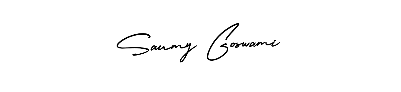 AmerikaSignatureDemo-Regular is a professional signature style that is perfect for those who want to add a touch of class to their signature. It is also a great choice for those who want to make their signature more unique. Get Saumy Goswami name to fancy signature for free. Saumy Goswami signature style 3 images and pictures png