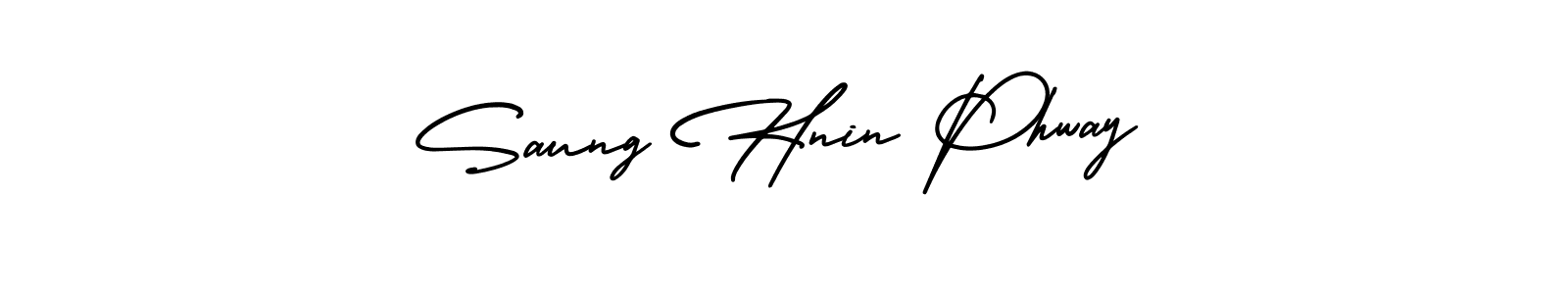 How to make Saung Hnin Phway name signature. Use AmerikaSignatureDemo-Regular style for creating short signs online. This is the latest handwritten sign. Saung Hnin Phway signature style 3 images and pictures png