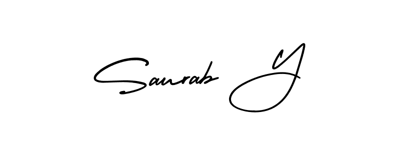 Make a beautiful signature design for name Saurab Y. With this signature (AmerikaSignatureDemo-Regular) style, you can create a handwritten signature for free. Saurab Y signature style 3 images and pictures png