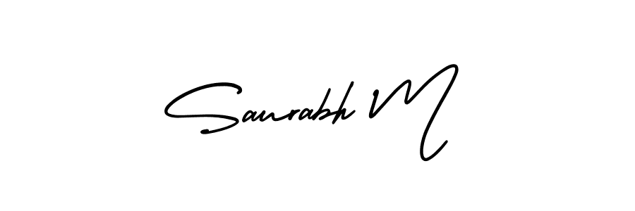 The best way (AmerikaSignatureDemo-Regular) to make a short signature is to pick only two or three words in your name. The name Saurabh M include a total of six letters. For converting this name. Saurabh M signature style 3 images and pictures png