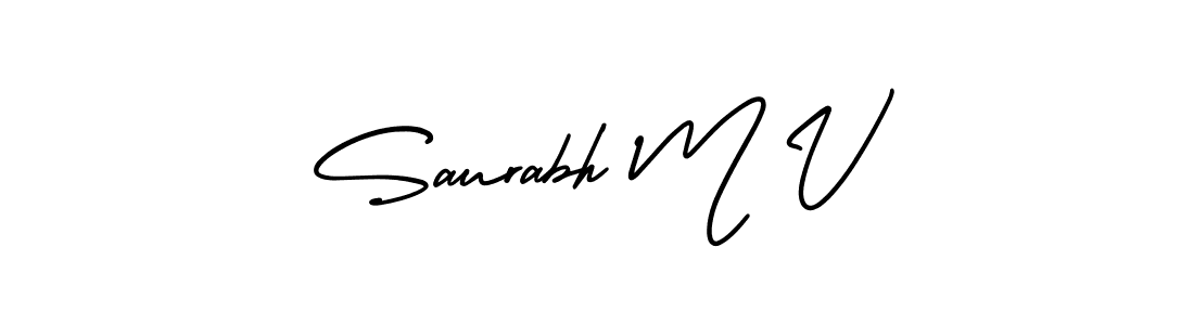 Make a beautiful signature design for name Saurabh M V. With this signature (AmerikaSignatureDemo-Regular) style, you can create a handwritten signature for free. Saurabh M V signature style 3 images and pictures png