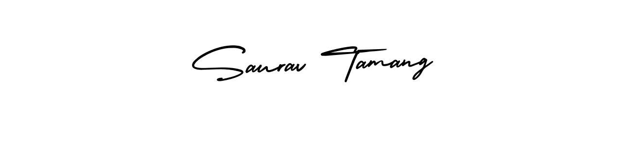 The best way (AmerikaSignatureDemo-Regular) to make a short signature is to pick only two or three words in your name. The name Saurav Tamang include a total of six letters. For converting this name. Saurav Tamang signature style 3 images and pictures png