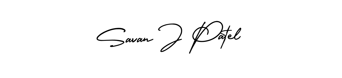Use a signature maker to create a handwritten signature online. With this signature software, you can design (AmerikaSignatureDemo-Regular) your own signature for name Savan J Patel. Savan J Patel signature style 3 images and pictures png
