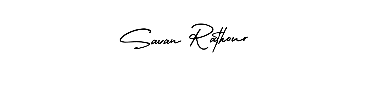 How to Draw Savan Rathour signature style? AmerikaSignatureDemo-Regular is a latest design signature styles for name Savan Rathour. Savan Rathour signature style 3 images and pictures png