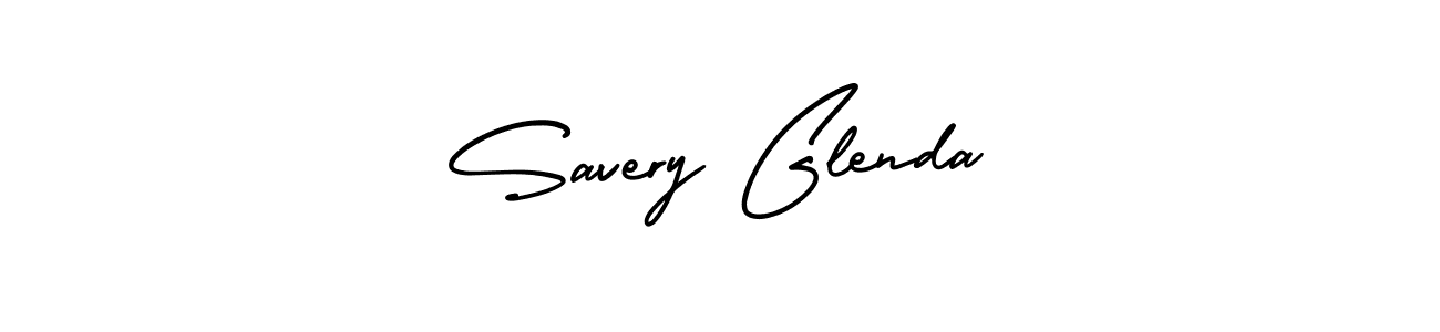 You should practise on your own different ways (AmerikaSignatureDemo-Regular) to write your name (Savery Glenda) in signature. don't let someone else do it for you. Savery Glenda signature style 3 images and pictures png