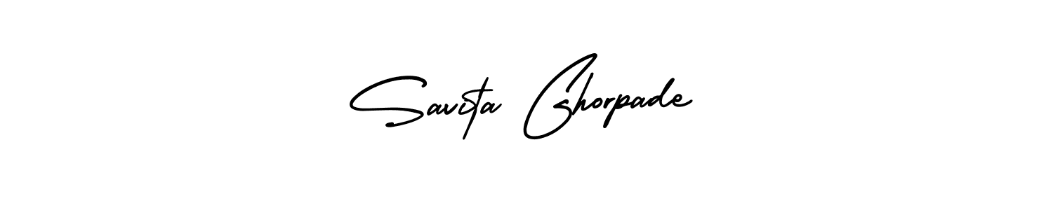 The best way (AmerikaSignatureDemo-Regular) to make a short signature is to pick only two or three words in your name. The name Savita Ghorpade include a total of six letters. For converting this name. Savita Ghorpade signature style 3 images and pictures png