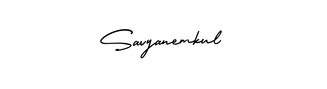 The best way (AmerikaSignatureDemo-Regular) to make a short signature is to pick only two or three words in your name. The name Savyanemkul include a total of six letters. For converting this name. Savyanemkul signature style 3 images and pictures png