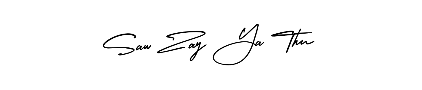 Similarly AmerikaSignatureDemo-Regular is the best handwritten signature design. Signature creator online .You can use it as an online autograph creator for name Saw Zay Ya Thu. Saw Zay Ya Thu signature style 3 images and pictures png