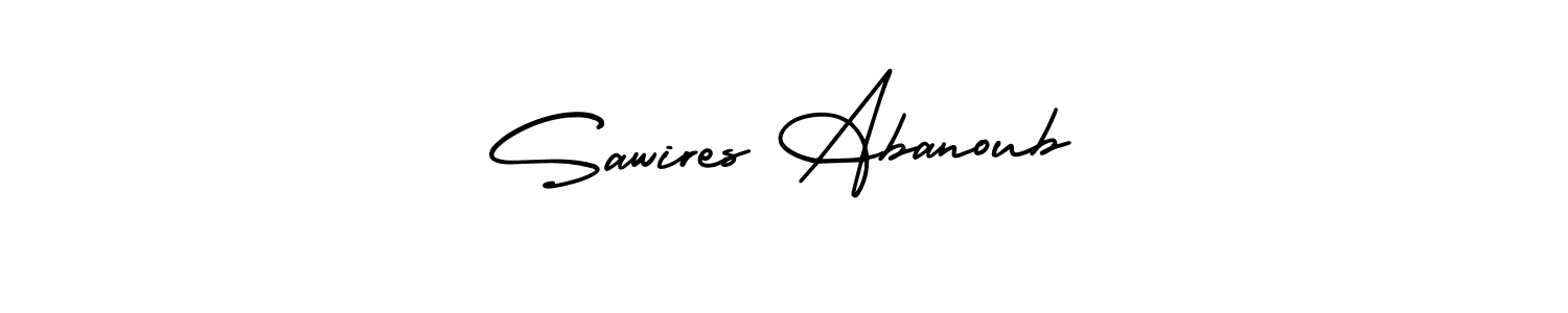 You should practise on your own different ways (AmerikaSignatureDemo-Regular) to write your name (Sawires Abanoub) in signature. don't let someone else do it for you. Sawires Abanoub signature style 3 images and pictures png
