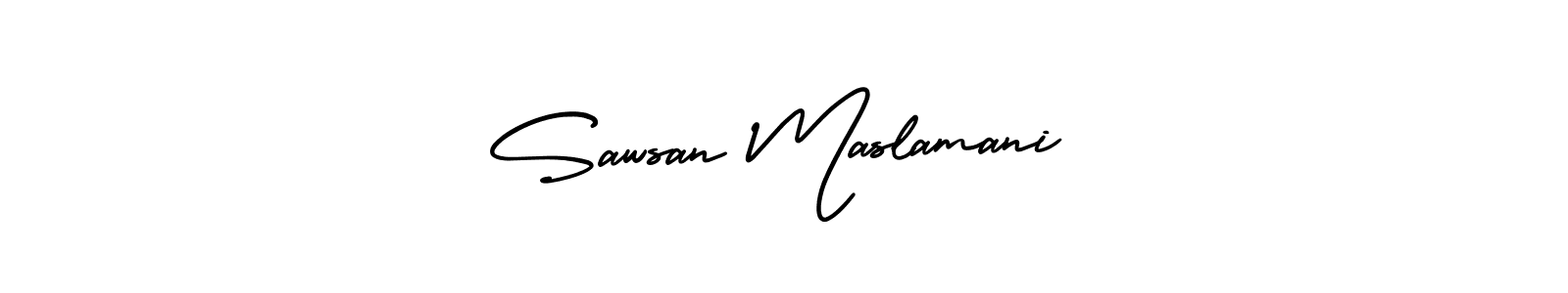 This is the best signature style for the Sawsan Maslamani name. Also you like these signature font (AmerikaSignatureDemo-Regular). Mix name signature. Sawsan Maslamani signature style 3 images and pictures png