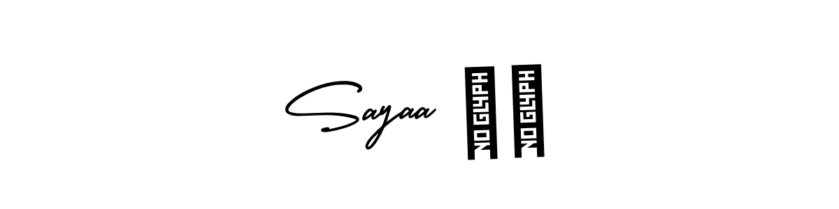You should practise on your own different ways (AmerikaSignatureDemo-Regular) to write your name (Sayaa ❤️) in signature. don't let someone else do it for you. Sayaa ❤️ signature style 3 images and pictures png