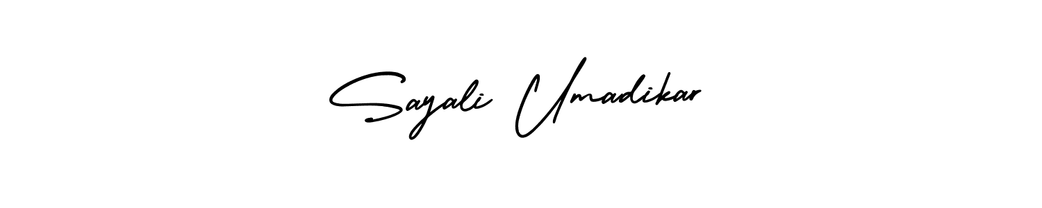 You should practise on your own different ways (AmerikaSignatureDemo-Regular) to write your name (Sayali Umadikar) in signature. don't let someone else do it for you. Sayali Umadikar signature style 3 images and pictures png