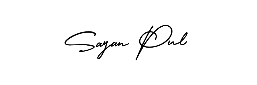 Similarly AmerikaSignatureDemo-Regular is the best handwritten signature design. Signature creator online .You can use it as an online autograph creator for name Sayan Pul. Sayan Pul signature style 3 images and pictures png