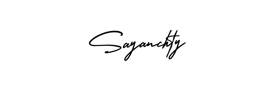 It looks lik you need a new signature style for name Sayanchty. Design unique handwritten (AmerikaSignatureDemo-Regular) signature with our free signature maker in just a few clicks. Sayanchty signature style 3 images and pictures png