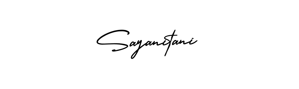 How to make Sayanitani name signature. Use AmerikaSignatureDemo-Regular style for creating short signs online. This is the latest handwritten sign. Sayanitani signature style 3 images and pictures png