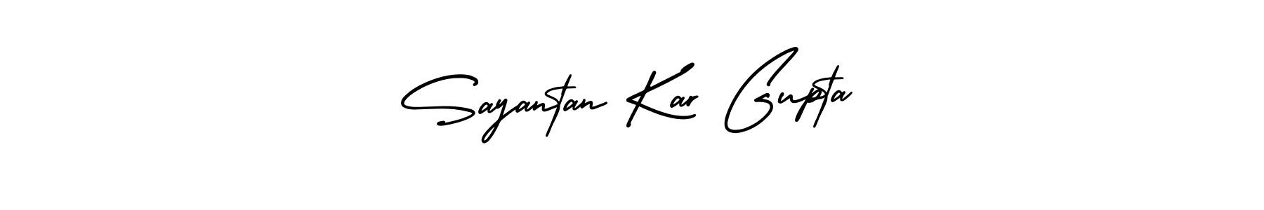 You should practise on your own different ways (AmerikaSignatureDemo-Regular) to write your name (Sayantan Kar Gupta) in signature. don't let someone else do it for you. Sayantan Kar Gupta signature style 3 images and pictures png